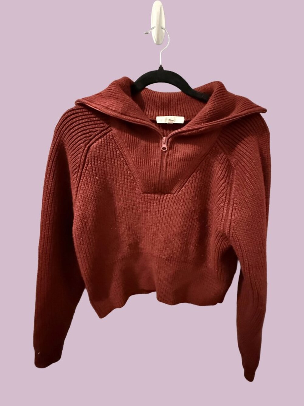 Wayf Cropped Quarter Zip | Maroon | Size Medium